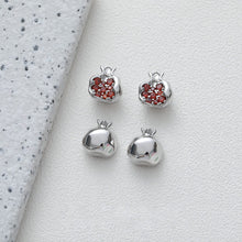 Load image into Gallery viewer, 3D Pomegranate Pendant, Fruit Charm, 14K Gold/Silver, Pave Red CZ, Necklace Charms, Jewelry Findings GS011
