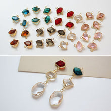 Load image into Gallery viewer, 10pcs Irregular Shape Crystal Connector, Glass Connector, Glass Pendant, 18K Gold Plated, Jewelry Findings ZZ006
