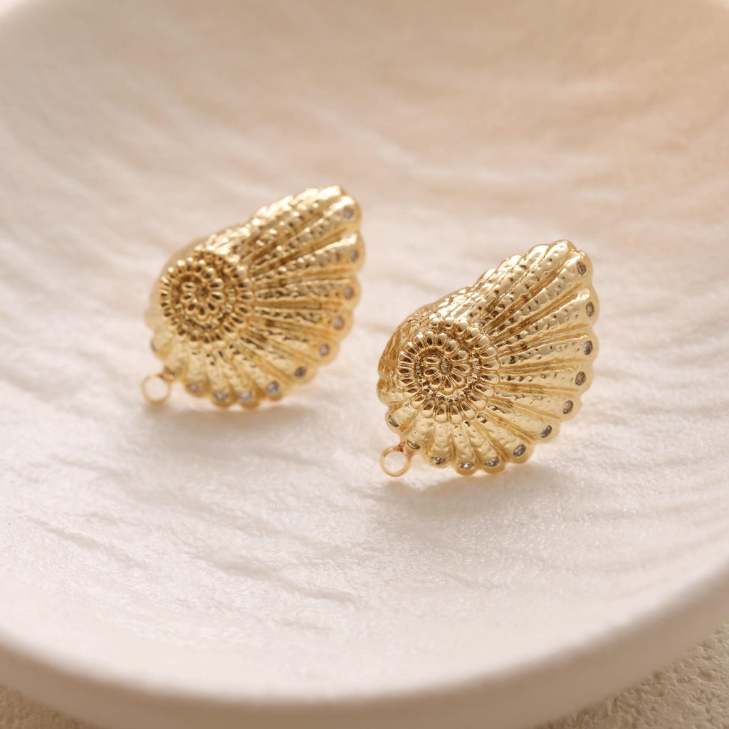 Pendientes de caracola con aro y colgante, chapados en oro de 18 quilates, sin níquel, hipoalergénicos, GZ781