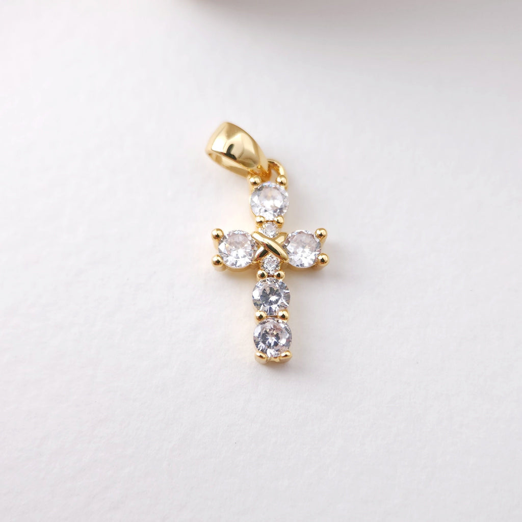 Cross Charms, CZ Pave Cross Pendant, Multiple Cross Styles, 18K Gold Plated Brass, Necklace Making Charms, Jewelry Findings S1198