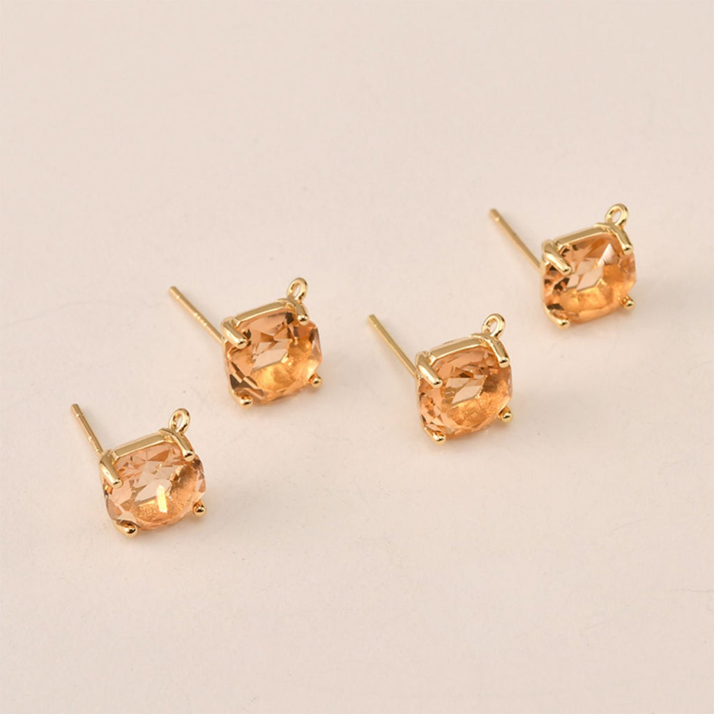 Pendiente cuadrado multisección con aro, circonita cúbica, pasador de plata S925 sin níquel, pendiente de botón dorado, accesorios hipoalergénicos LL158