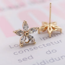 Load image into Gallery viewer, 4PCS Cubic Flower Earring Post with Loops, S925 Silver Pin Nickel Free Earrings, Ear Stud Loop, Hypoallergenic Earring Findings Z005