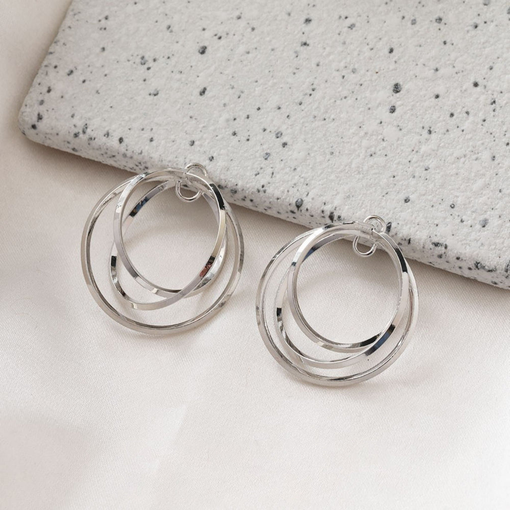 Triple Ring Pendant, 14K Shiny Gold/Silver Plated Openwork Pendant, with 2 loops, for Jewelry Making Supply ZZ075