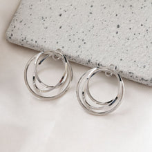 Load image into Gallery viewer, Triple Ring Pendant, 14K Shiny Gold/Silver Plated Openwork Pendant, with 2 loops, for Jewelry Making Supply ZZ075