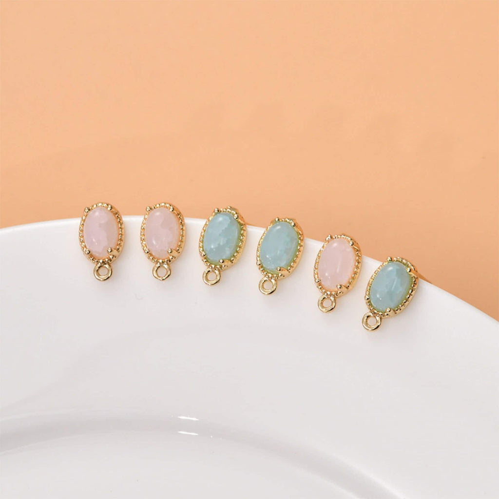 Oval Shape Earring Post With Loop, S925 Silver Pin Nickel Free Earrings, Crystal Gemstone Stud, Hypoallergenic Earring Findings LL234