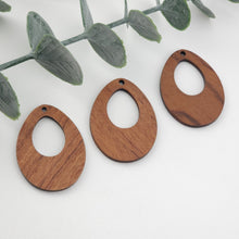 Load image into Gallery viewer, Teardrop Wood Charms, Drop Wooden Pendant, Reclaimed Walnut Wood, Geometric Statement Wood Earrings Diy Ideas JT978