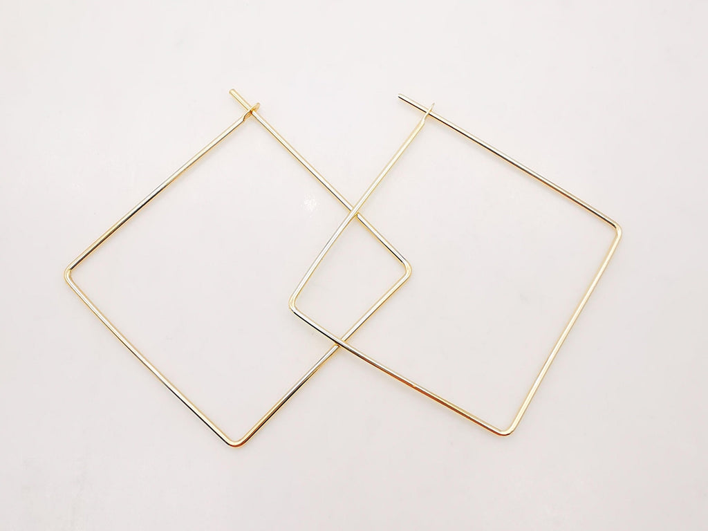 20pcs- 14K Gold Plated Square Hoop Earring Finding, 40mm, Nickel Free Square Earring Hoops, DIY Earring Charms, Earring Making Findings Z027