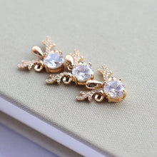 Load image into Gallery viewer, 10pcs CZ Pave Small Deer Charm, Cubic Zircon Crystal Pendant, Bracelet Necklace Pendant, 14K Real Gold Plated, Jewelry Findings JY074-F217