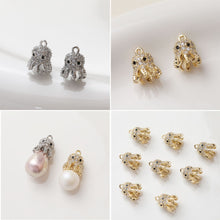 Load image into Gallery viewer, Zirconia Octopus Peg Bail Caps, 14K Gold Plated, Half Drilled Bead Caps, Pearl Bead Caps, Jewelry Making GZ350