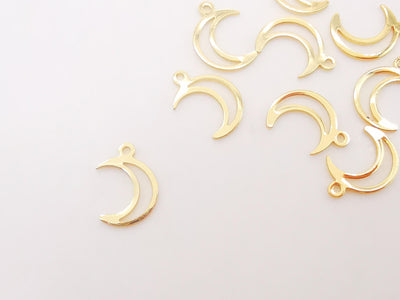 Gold Moon Charms, 18K Gold Plated Crescent Charms, Moon Pendant,  Necklace Charms, Jewelry Findings S334