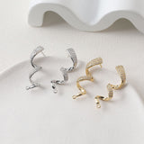 Wave Earring Post with Loop, 14K Gold/Silver, CZ Pave, S925 Silver Pin Nickel Free Earrings, Wave Ear Stud with Loop BB119
