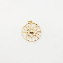 Load image into Gallery viewer, Sun Charm, Sunny Round Pendant, 18K Gold Plated Micro CZ Pave, 26mm, Necklace Making Charm, Jewelry Findings S20394