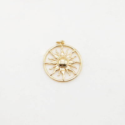 Sun Charm, Sunny Round Pendant, 18K Gold Plated Micro CZ Pave, 26mm, Necklace Making Charm, Jewelry Findings S20394