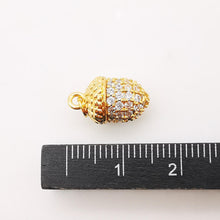 Load image into Gallery viewer, 3D Pinecone Pendant, Ice Cream Pendant, 18K Gold Plated Charm, CZ Pave, Necklace Making Charms, Jewelry Findings S947