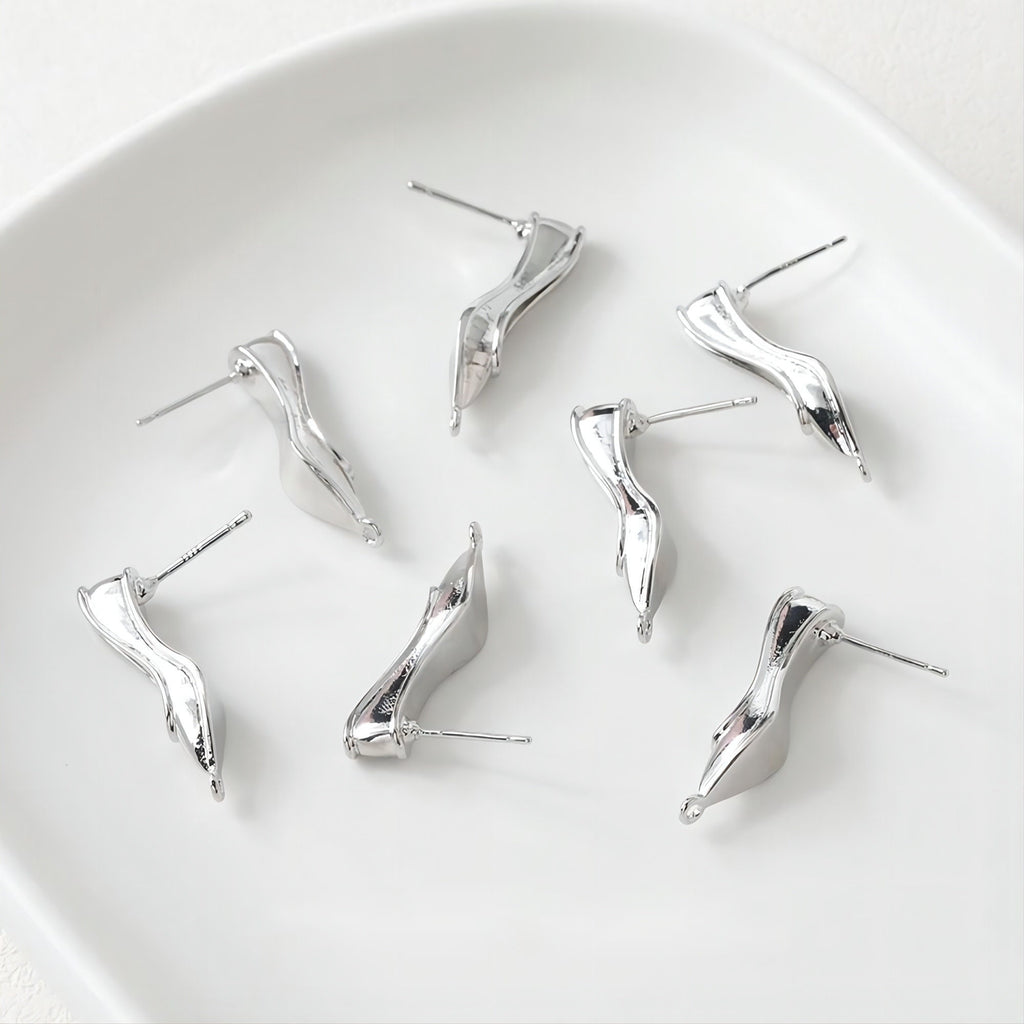 قرط أذن من الفضة الإسترليني 925 خالٍ من النيكل، دبوس أذن ذهبي/فضي، قرط أذن مضاد للحساسية GE075