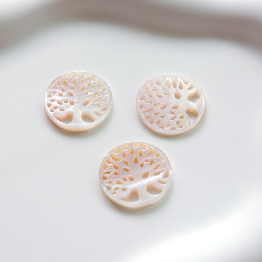 Pink Tree of Life, Mother-of-Pearl, MOP Shell Pendant, Engraved Pink Nacre, Shell Charm, Mother of Pearl Jewelry Making Findings RY017