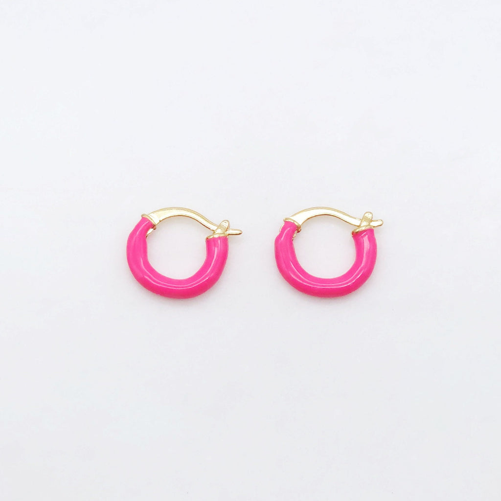 Multicolor Enamel Ear Hoops, 15mm, 9 colours you choose, 18K Gold Plated Leverback Earrings, Huggie Hoops Earring S20521