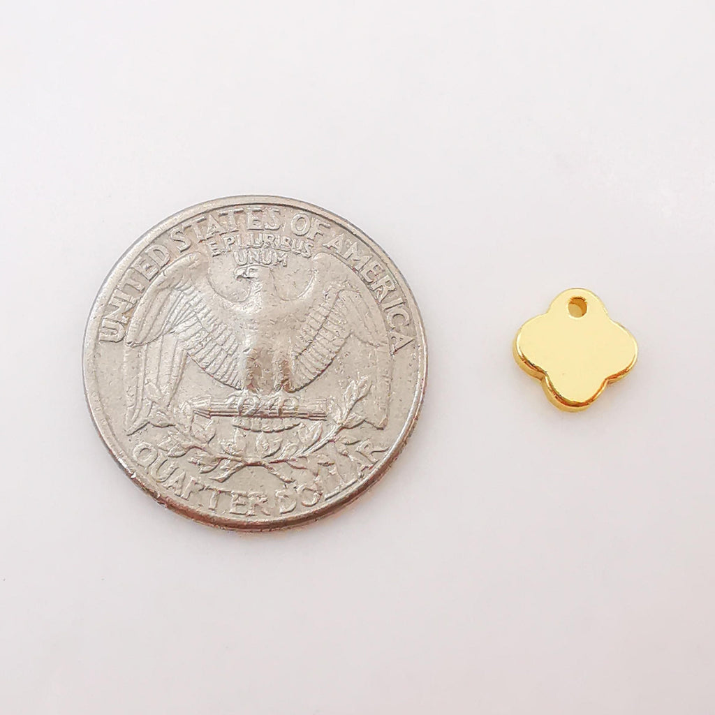 10PCS Four Leaf Clover Charms, 18K Shiny Gold Plated Charm, Lucky Charm, Bracelet Making Pendant, Jewelry Findings S327