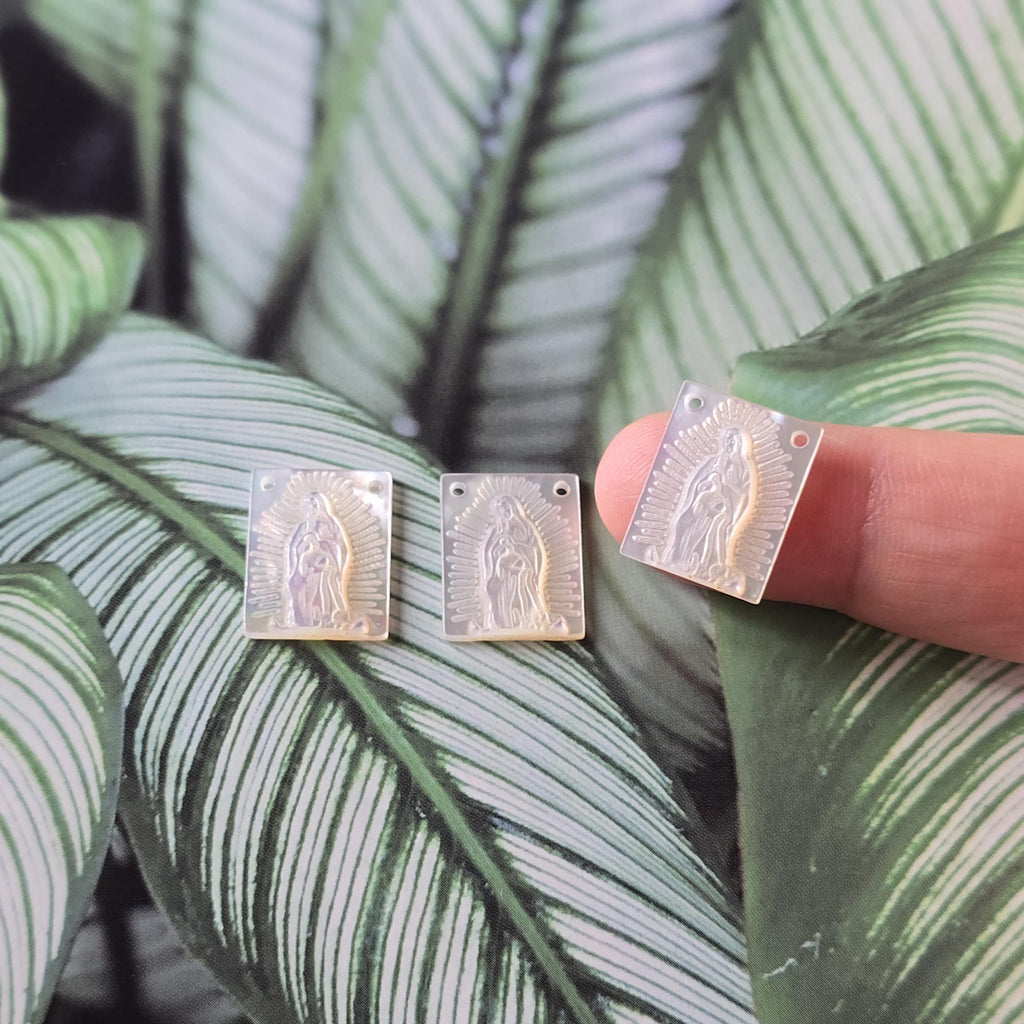 Maria White Mother-of-Pearl, MOP Shell Pendant, Engraved Maria White Nacre, Pearl Oyster, Rectangular Shell Jewelry Making Findings RY073