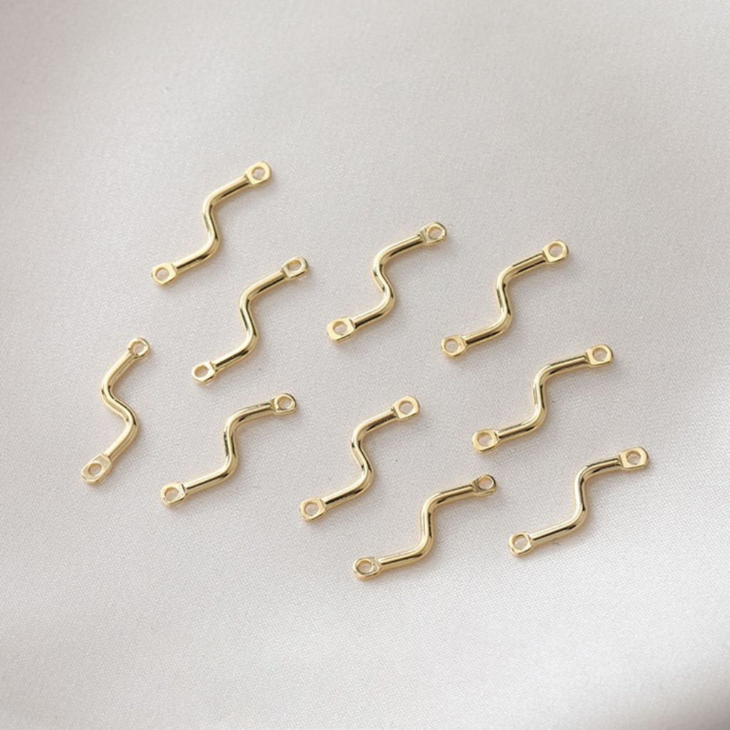 10pcs Danity Wave Connector with loops, 14K Gold/Silver Plated Earring Making Findings, Jewelry Findings ZZ088