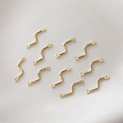 10pcs Danity Wave Connector with loops, 14K Gold/Silver Plated Earring Making Findings, Jewelry Findings ZZ088