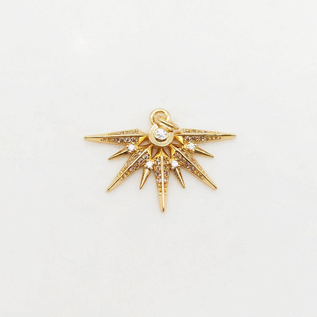 Starlight Charms, Pave Cubic Star Pendant, 27.4mm, 18K Gold Plated, Necklace charms, Jewelry Findings S20396