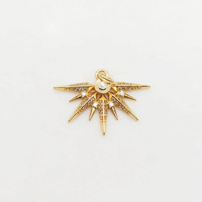 Starlight Charms, Pave Cubic Star Pendant, 27.4mm, 18K Gold Plated, Necklace charms, Jewelry Findings S20396