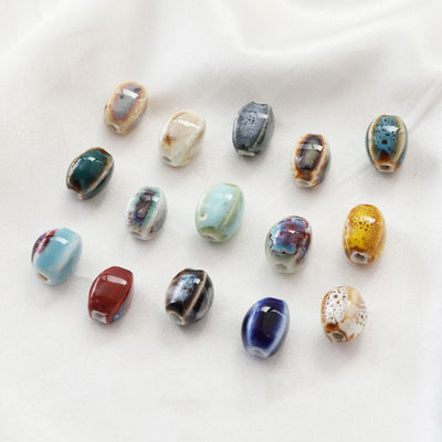 5pcs Oval Spacer Beads, Ceramic Oval Pendant, Ceramic Beads for Jewelry Making, DIY Beads Finding GZ434