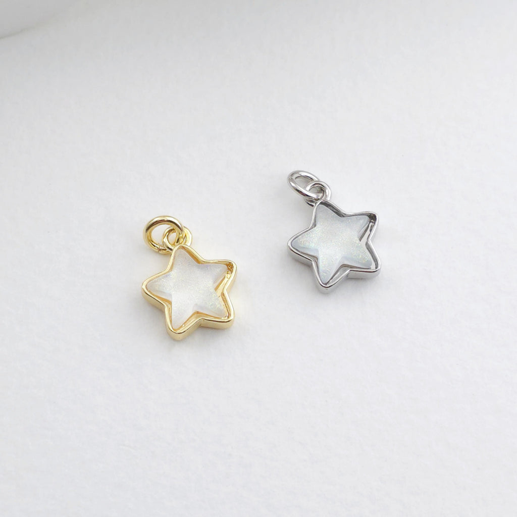 Dijes de estrella diminuta de cristal, colgante de estrella chapado en oro y plata de 18 quilates, accesorios de joyería S1296