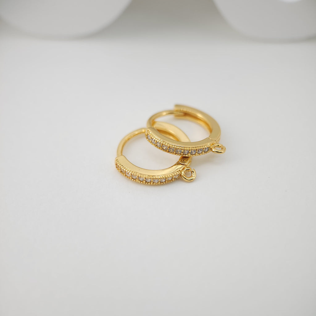 6PCS Crystal Cubic Ear Hoops, 15x16mm 18K Gold Plated Leverback Earrings, Huggie Hoops Earrings, earring findings for Jewelry Making S832