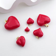 Load image into Gallery viewer, 4pcs Red Heart Enamel Charms, 18K Gold Plated Love Pendant, Necklace Making Pendants, Jewelry Findings S1298