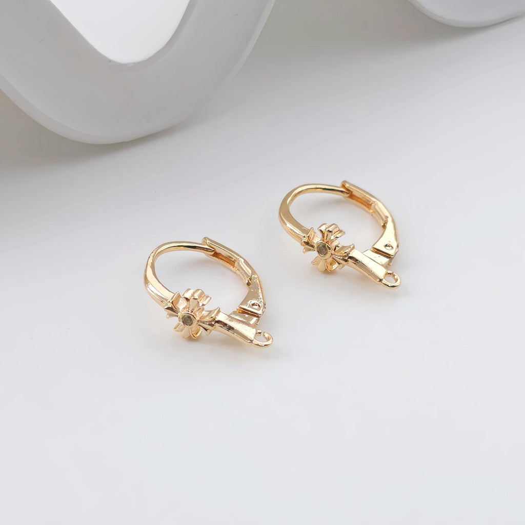 14K Gold Plated Oval Hoop Earring, Huggie Hoops Earring Parts, Lever Back, 15mm, Oval Hoop earring for Jewelry Making ZX328