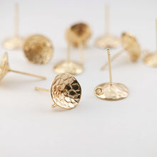 Load image into Gallery viewer, 10pcs 14K Gold Cup Earring Post With Loop, 10mm, S925 Silver Pin Nickel Free Earrings, Ear Stud, Hypoallergenic Earring Findings Z066