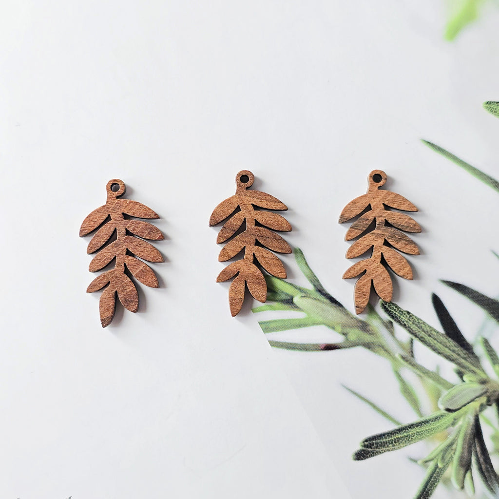 10PCS Leaf Shape Wood Charms, Wooden Pendant, Reclaimed Walnut Wood, Geometric Statement Wood Earrings Diy Ideas JT946