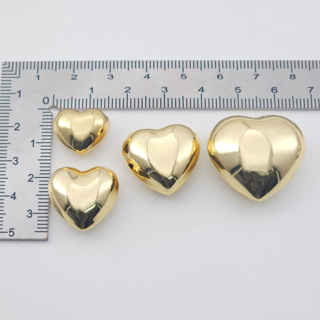Heart Spacer Beads, 14K Gold, Silver Plated, Polish Gold/Silver Beads, Heart Shape Pendant, Jewelry Making Supplies S1159