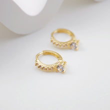 Load image into Gallery viewer, CZ Pave Earring Hoop, Gold Plated Versatile Huggie Hoop Earring with Loop, Huggie Hoop DIY Earring  Findings,Handmade Earring Supplies D0096