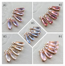 Load image into Gallery viewer, 10pcs- Crystal Long Teardrop Charms, 10 colors You Choose, 14K Gold Plated Teardrop Pendant, 4*12mm, Jewelry Findings JY081-F235