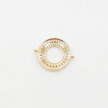 Load image into Gallery viewer, Round Pave CZ Connector, 18K Gold Plated Bracelet Making Connectors, Cubic Zirconia Pave Charms, 21.5x26mm Jewelry Findings S20359