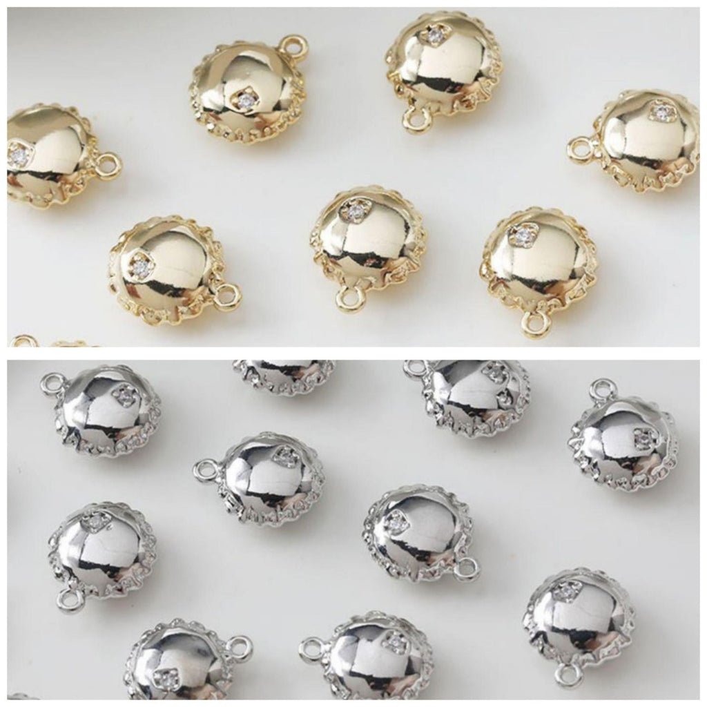 Balloon Style, Hexagram, Heart, Round, Pea, Star Charms, CZ Pave Pendant, 14K Gold Plated, Necklace Making Charms, Jewelry Findings ZZ043