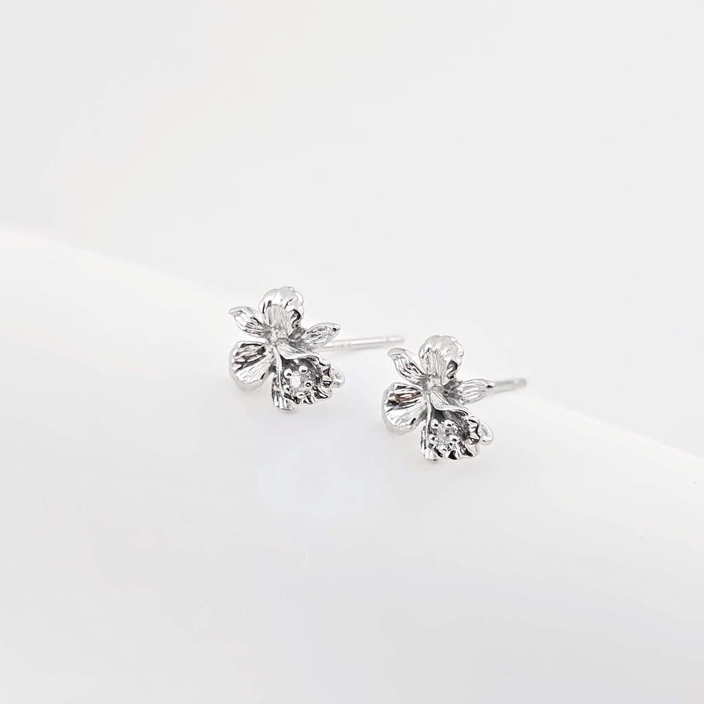 Flower Earring Post, 18K Real Gold Plated Brass Stud Earring With Loop, CZ Pave, Nickel Free, Earring Finding ZX293