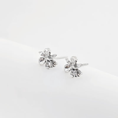 Flower Earring Post, 18K Real Gold Plated Brass Stud Earring With Loop, CZ Pave, Nickel Free, Earring Finding ZX293