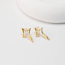 Load image into Gallery viewer, North Star Earrings Post With Loop, CZ Pave ,18K Gold Plated, Nickel Free, S925 Silver Pin, Ear Stud Hypoallergenic Earring Findings D0456
