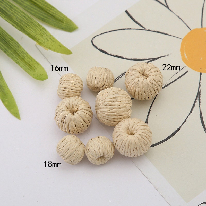 10PCS Paper Rope Earring Findings, Boho earring making, Vacation Style Cute Earrings , Spherical oval ball Earring Finding BS002