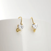 Load image into Gallery viewer, 18K Gold Plated Ear Wires, heart Cubic Pave Earring Hooks, Nickel Free, Fish Hooks, Ear Wires for Jewelry Making D0169