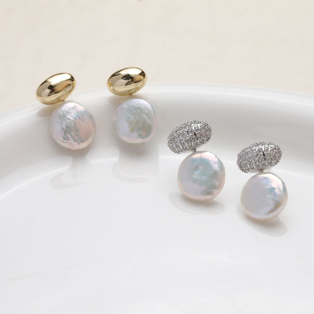 دبوس أذن بيضاوي الشكل مرصع بأحجار الزركونيا المكعبة، دبوس أذن من الفضة الاسترلينية عيار 925، قرط أذن من الذهب عيار 18 قيراطًا مع أغطية تثبيت لنتائج أقراط اللؤلؤ نصف المثقوبة GZ414