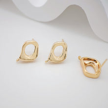 Load image into Gallery viewer, 4pcs Irregular Ear Post With Loop, S925 Silver Ear Pin Nickel Free Earrings, Geometric Ear Stud, Hypoallergenic Earring Findings ZX036