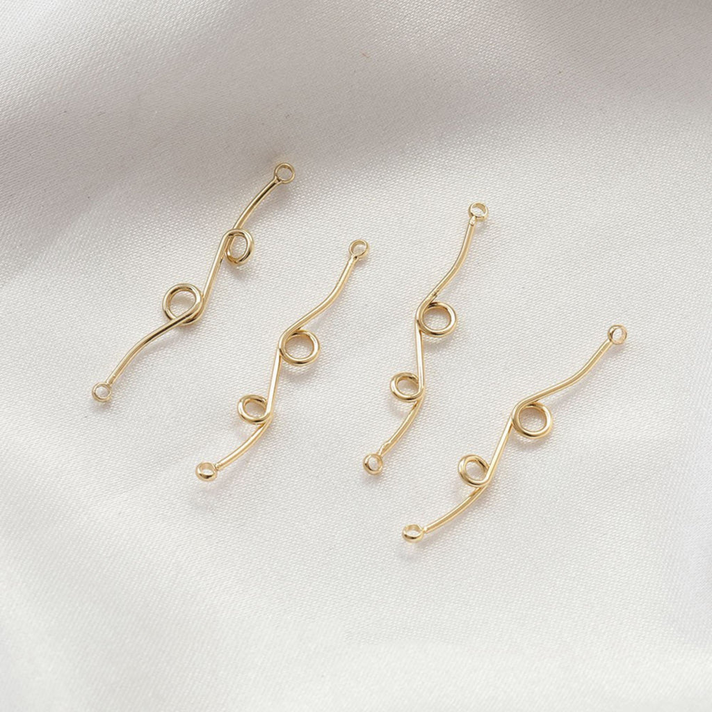 10pcs Danity Line Connector with loops, 29mm, 14K Gold/Silver Plated Earring Making Findings, Jewelry Findings JG037
