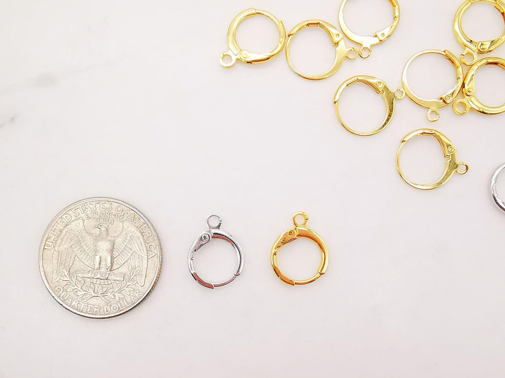 10PCS  18K Gold Plated Round Hoop Earring , Huggie Hoops Earring Parts, Spring Ear Hoops, 11mm,hoop earring  for Jewelry Making S816