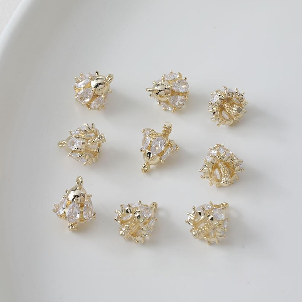 Mushroom Charm, 14K Gold/Silver Plated CZ Pave Pendant, Neckalce Bracelet Making Pendant, Jewelry Supply Finding GZ632