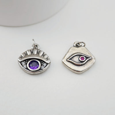 Evil Eye Charm, 18K Gold Plated Micro CZ Pave Eye Pendant, 12x13mm, Necklace Making Charm, Jewelry Findings S326